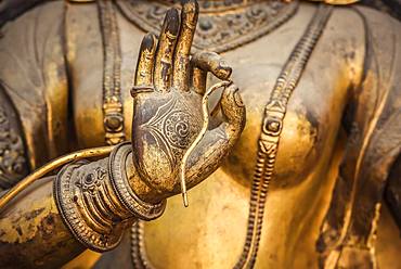 Hand of a statue, Buddhist deity, Temple, Patan, Kathmandu Valley, Himalayan Region, Nepal, Asia