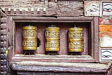 Buddhist Prayer Wheels, Golden Temple, Patan, Kathmandu Valley, Himalaya Region, Nepal, Asia