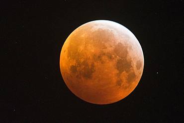 Total Lunar Eclipse with Blood Moon, Full Moon, Emsland, Lower Saxony, Germany, Europe