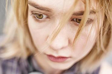 Young blonde woman, teenager, portrait, North Rhine-Westphalia, Germany, Europe