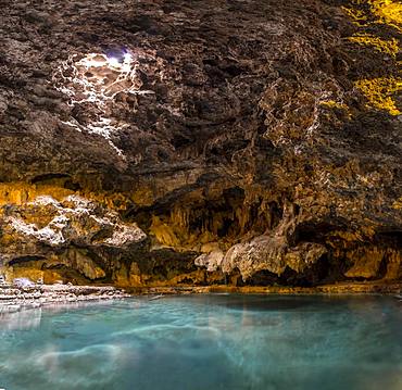 Cave with a geothermal spring, Cave and Basin National Historic Site, Banff National Park, Alberta, Canada, North America