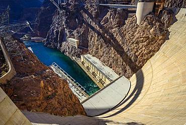 Dam of the Hoover Dam, Hoover Dam, Dam, near Las Vegas, Colorado River, Boulder City, formerly Junction City, Arizona border, Nevada, USA, North America