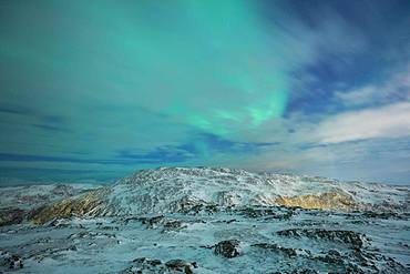 Northern Lights (aurora borealis), Mountain Landscape, Winter Landscape, Tromsoe, Norway, Europe