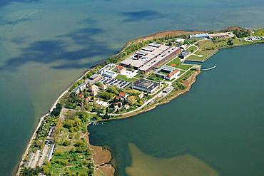 Federal Research Institute for Animal Health, aerial view, Riems Island, Mecklenburg-Western Pomerania, Germany, Europe