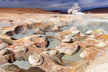 Sol de Manana Geysir, 4.861 m altitude, border to Chile, Andes, Departamento Potosi, Bolivia, South America