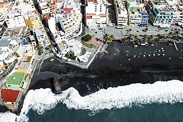 Black sandy beach, Puerto Naos beach, west coast, La Palma, Canary Island, Spain, Europe