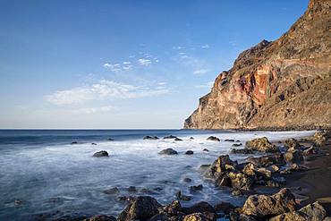 Black rocky beach, Playa del Ingles, Valle Gran Rey, La Gomera, Canary Islands, Spain, Europe