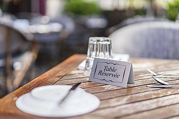 Reserved table set in the restaurant, Germany, Europe