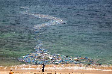 Washed up plastic waste in the sea, beach at Camh Ranh, South China Sea, Ninh Thuan, Vietnam, Asia