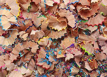 Sharpener dirt, shavings from coloured pencils, Germany, Europe