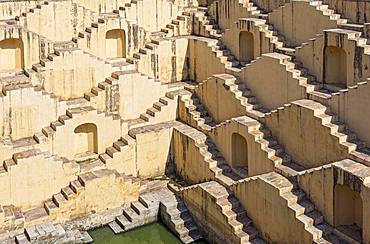 Staircases of Panna Meena ka Kund stepwell, Amber near Jaipur, Rajasthan, India, Asia