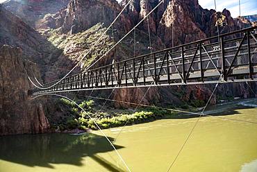 Suspension Bridge Kaibab Suspension Bridge over Colorado River, South Kaibab Trail, Grand Canyon National Park, Arizona, USA, North America