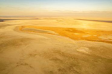 Aerial view, dried-out salt lake, Etosha pan, Etosha National Park, Namibia, Africa