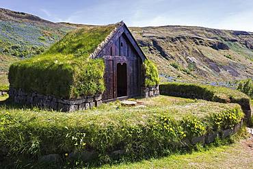 Open-air museum, reconstructed building of the historic farm Stoeng in the Pjorsa Valley, South Iceland, Iceland, Europe