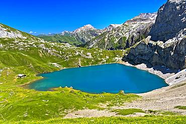 Mountain lake Iffigsee, Lenk in the Simmental, Switzerland, Europe