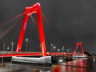 Wilhelmsbruecke at night, Rotterdam, Netherlands