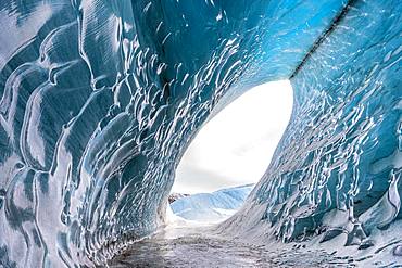 Ice cave in Svinafellsvatn, Austurland, South Iceland, Iceland, Europe