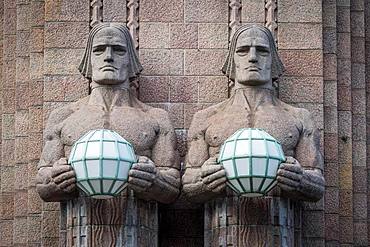 Torchbearers, Statues of Emil Wikstroem, Central Station, Helsinki, Finland, Europe