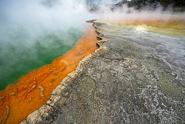 Champagne Pool, hot spring, Waiotapu Geothermal Wonderland, Rotorua, North Island, New Zealand, Oceania