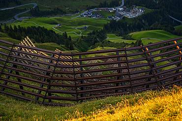 Avalanche barriers on mountain slopes, Schroecken, Vorarlberg, Austria, Europe