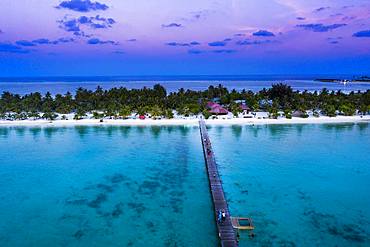 Aerial view, Maldives, South Male Atoll, lagoon of the Maldives island Bodufinolhu or Fun Island resort, South Male Atoll, Maldives, Asia