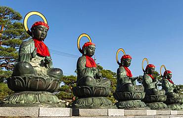 Buddha Statues, 六地蔵, Buddhist Zenko-ji Temple, Nagano, Japan, Asia