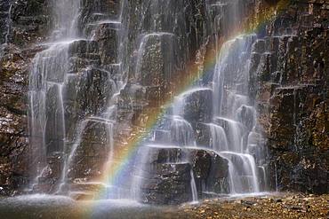 Storulfossen Waterfall with Rainbow, Store Ula River, Autumn, Rondane National Park, Norway, Europe