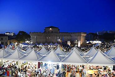 Stalls, Summer Jamboree, Rock'n'Roll Festival, Fortress, Rocca Roveresca di Senigallia, Senigallia, Province of Ancona, Marches, Italy, Europe