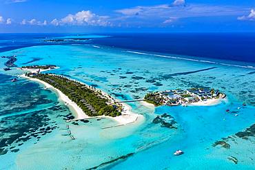 Aerial view, Maldives, Bodufinolhu, Maldives Fun Island Lagoon, South Male-Atoll, Maldives, Asia