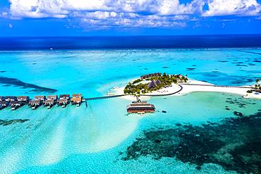 Aerial view, lagoon of the Maldives island Maadhoo, South-Male-Atoll, Maldives, Asia