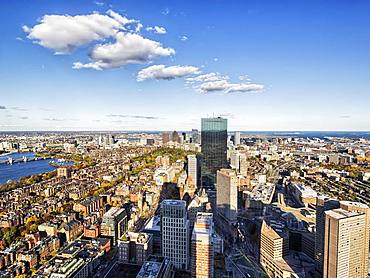 View from Prudential Tower to Financial District, 200 Clarendon and downtown, Boston, Massachusetts, New England, USA, North America