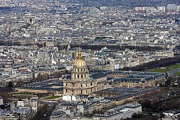 Invalidendom, view from the Montparnasse tower, Paris, France, Europe