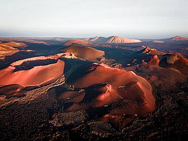 Aerial view, volcanic landscape in Timanfaja National Park, Lanzarote, Spain, Europe