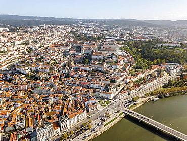 Aerial view, city center of historic Coimbra, Portugal, Europe