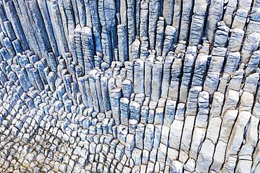 Basalt rock formation Los Organos, Organ Pipe Rock, near Vallehermoso, aerial view, La Gomera, Canary Islands, Spain, Europe