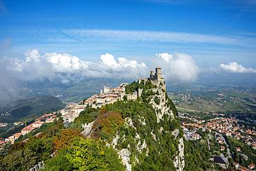 Torre Guaita or Rocca Guaita, old watchtower, Monte Titano, San Marino city, San Marino, Europe