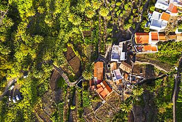 La Vizcaina from above, Valle Gran Rey, aerial view, La Gomera, Canary Islands, Spain, Europe