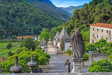 Nossa Senhora da Peneda Sanctuary, Stairway and chapels, Peneda Geres National Park, Gaviera, Minho province, Portugal, Europe