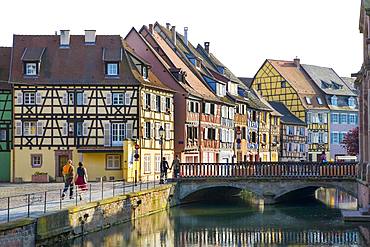 Half-timbered houses, River Lauch in Little Venice, Colmar, Alsace, France, Europe