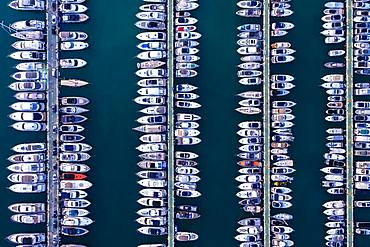 Aerial view, luxury marina Puerto Portals, Portals Nous, Palma de Majorca region, Majorca, Balearic Islands, Spain, Europe