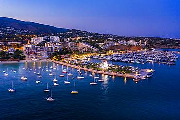 Aerial view, luxury marina Puerto Portals, Portals Nous, Palma de Majorca region, Majorca, Balearic Islands, Spain, Europe