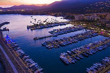 Aerial view, luxury marina Puerto Portals, Portals Nous, Palma de Majorca region, Majorca, Balearic Islands, Spain, Europe