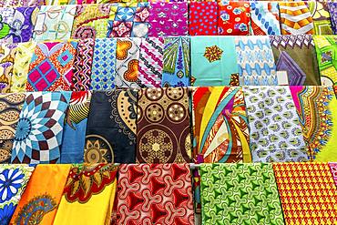 Plenty of colorful African fabrics, Maputo, Mozambique, Africa