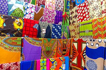 Plenty of colorful African fabrics, Maputo, Mozambique, Africa