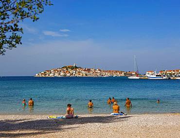 Beach, Primosten, Croatian Adriatic Coast, Central Dalmatia, Dalmatia, Croatia, Europe