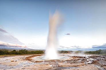 Geyser Strokkur, geothermal area Haukadalur, Golden Circle, Southern Iceland, Iceland, Europe