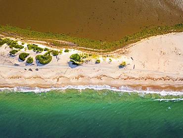 Aerial view of Macaneta Beach, north Maputo, Mozambique, Africa