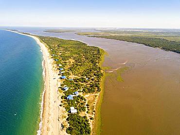 Aerial view of Macaneta Beach, north Maputo, Mozambique, Africa