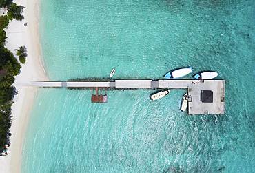 Jetty, jetties, boats, Summer Island, North Male Atoll, Maldives, Asia