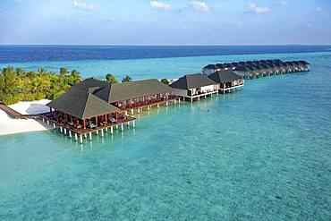 From the left: Bar, Restaurant, Spa, Water Bungalows, Summer Island, North Male Atoll, Maldives, Asia